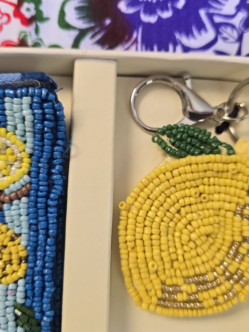 Sol and Mer Blue Lemon Beaded Pouch Set Wallet Charm Viral TikTok New Bag Purse - Picture 4 of 5
